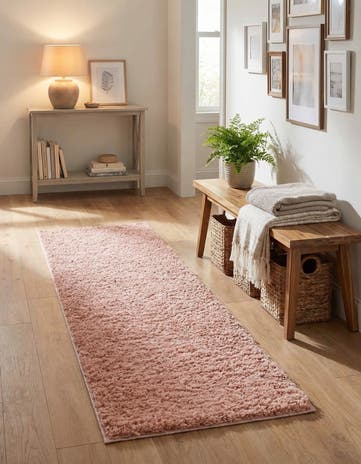 Rose Pink Everyday Shag Runner Rug