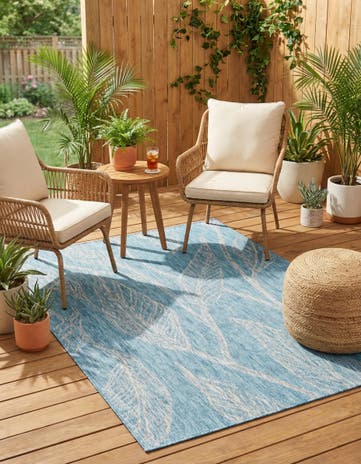 5' 3 x 8' Easy-Clean Botanical Indoor / Outdoor Rug