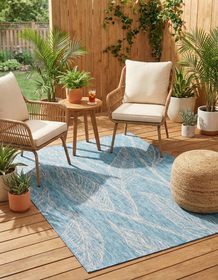 Detail image of 5' 3 x 8' Easy-Clean Botanical Indoor / Outdoor Rug