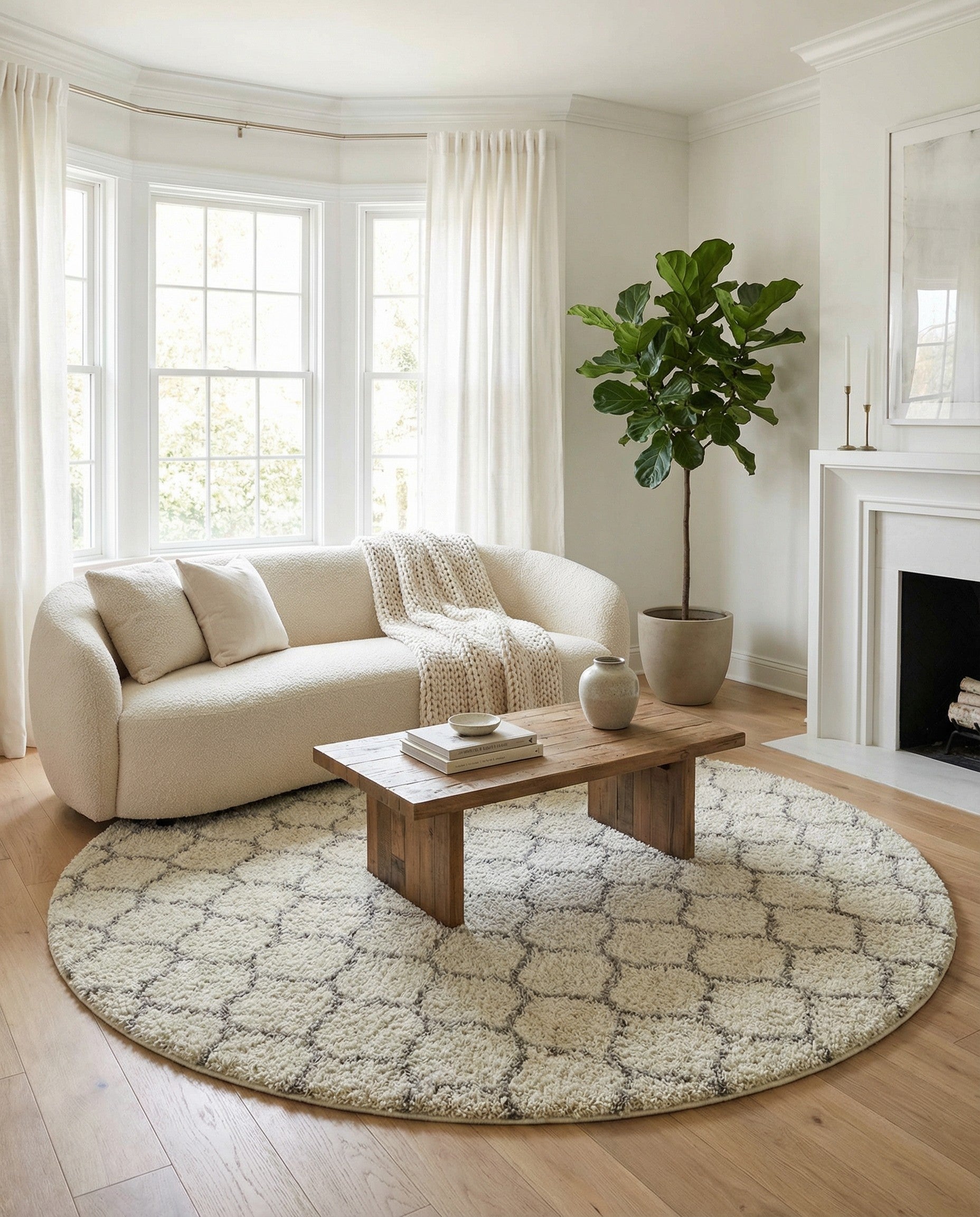  10' x 10' Lattice Shag Round Rug