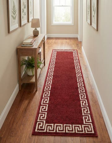 Terracotta Greek Key Runner Rug