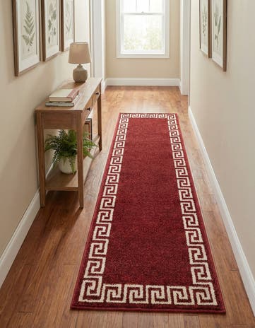 Terracotta Greek Key Runner Rug
