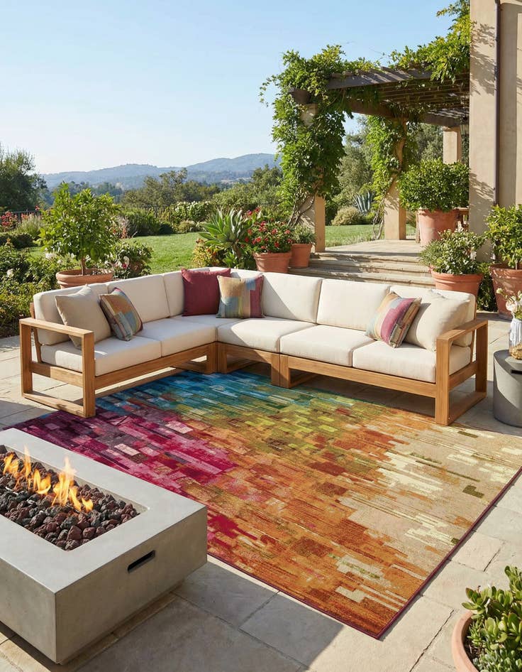 Detail image of 6' x 9'  Washable Modern Indoor / Outdoor Rug