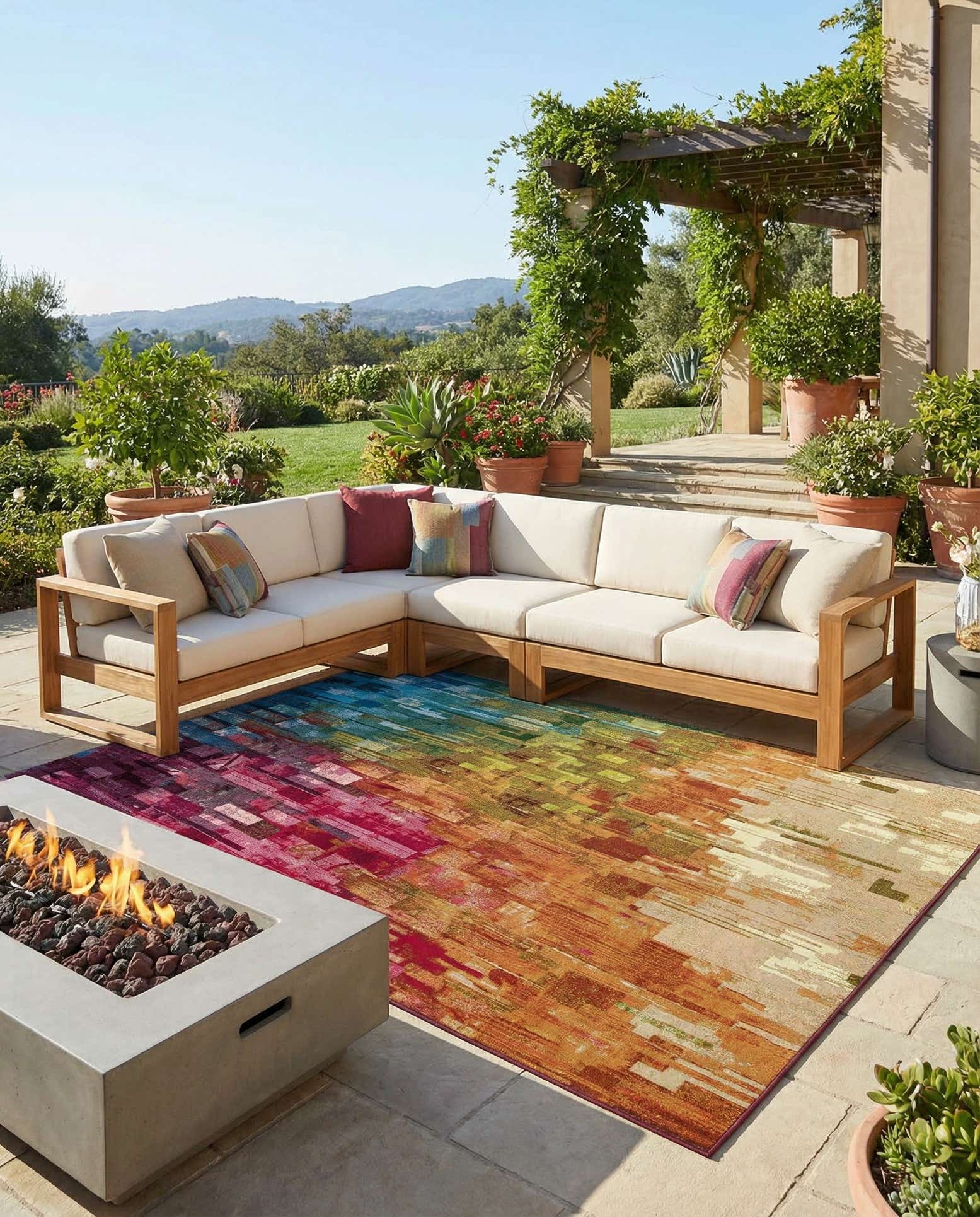 6' x 9' Easy-Clean Modern Indoor / Outdoor Rug