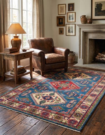 4' x 6' 2 Hand Knotted Kazak Rug