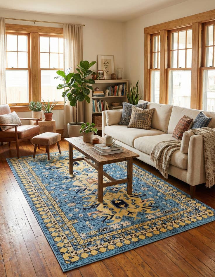 Detail image of 5' 3 x 8' Heriz Design Rug