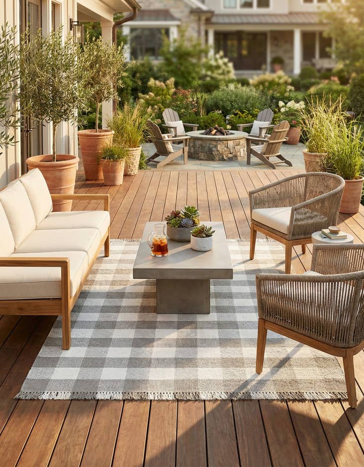 Detail image of 7' 10 x 10' Eco Plaid   Washable Indoor / Outdoor Rug