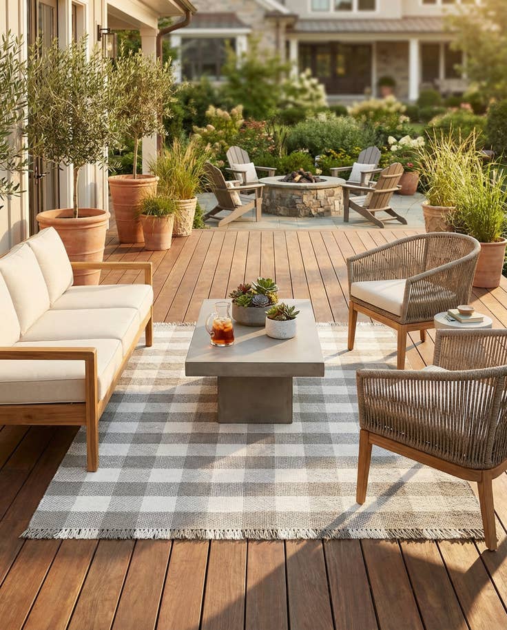 Detail image of 7' 10 x 10' Easy-Clean Eco Plaid Washable Indoor / Outdoor Rug