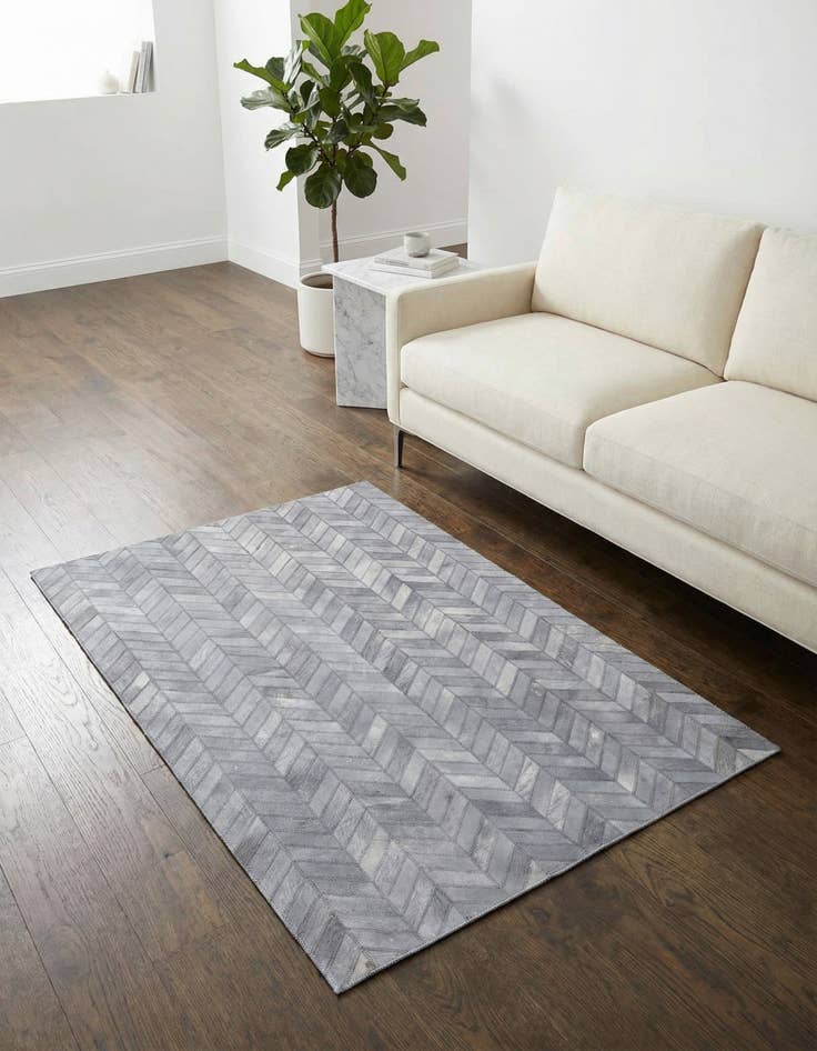 Detail image of 3' 8 x 5' 5 Cowhide Leather Rug