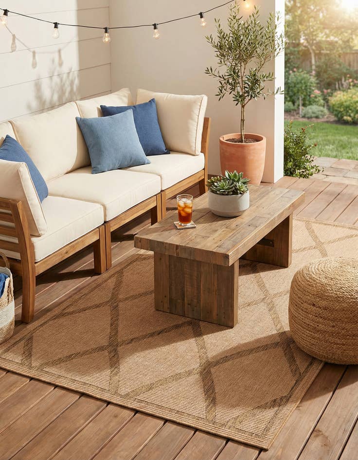 Detail image of 5' x 8' Washable Lattice Indoor / Outdoor Rug