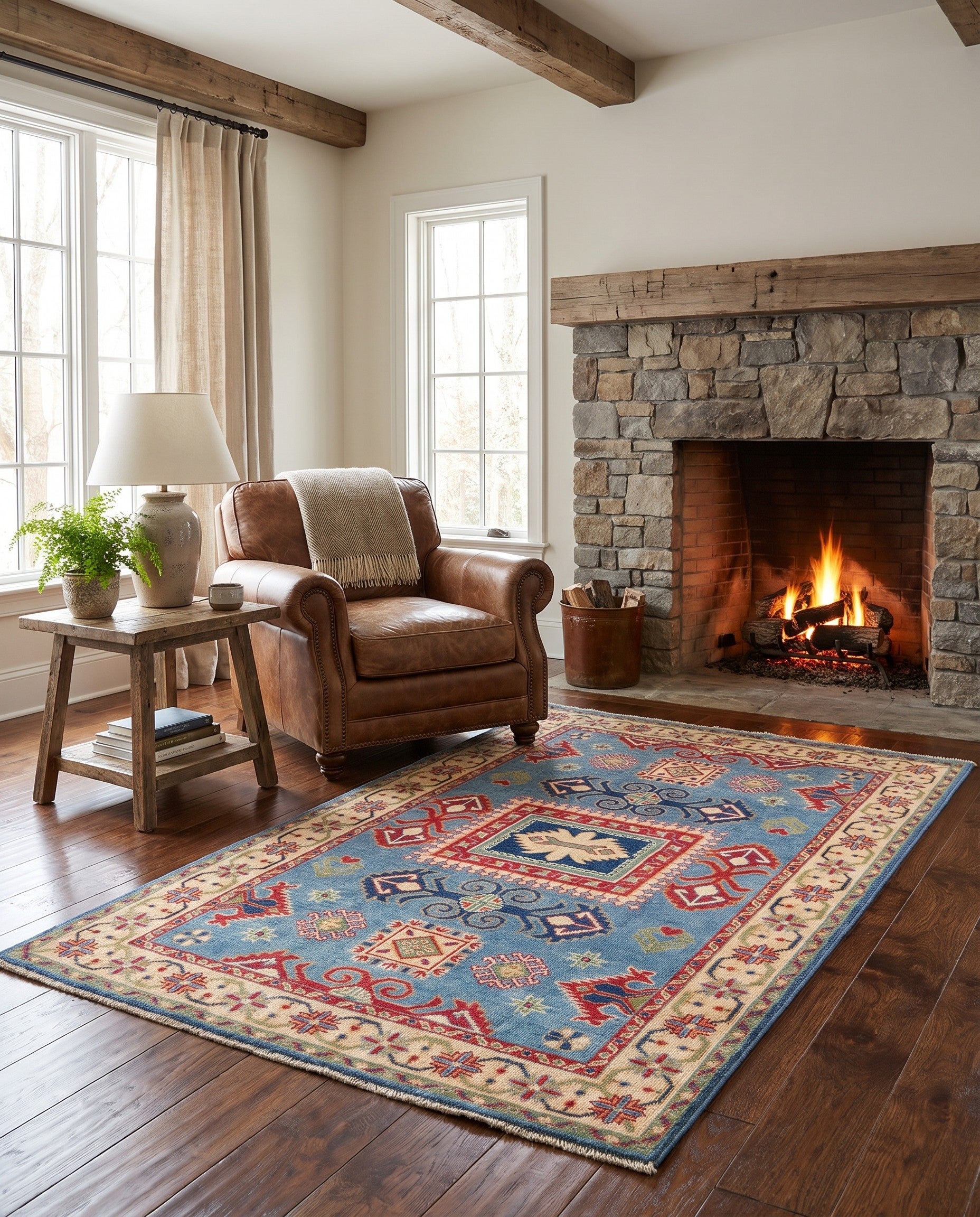 3' 11 x 6' Hand Knotted Kazak Rug