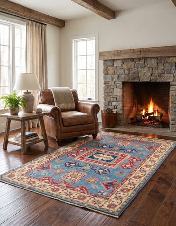120cm x 185cm Noué main Kazak Tapis