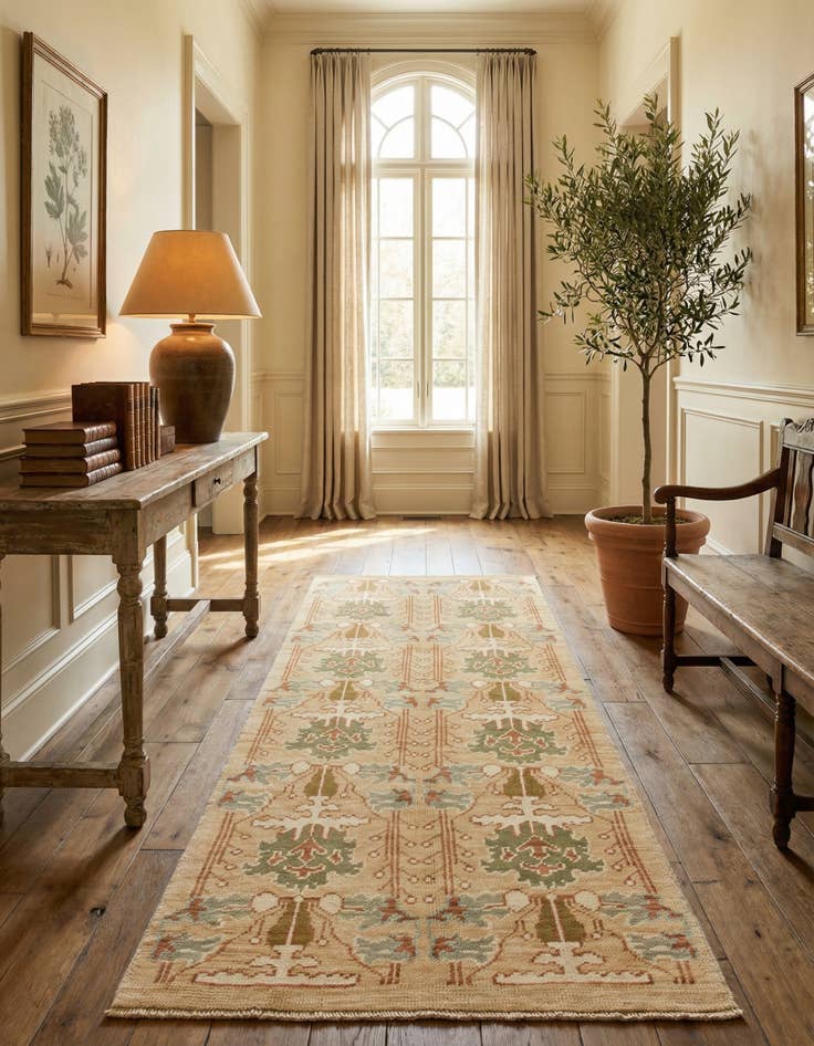 Detail image of 4' 6 x 7' 6 Hand Knotted Oushak Wool Runner Rug