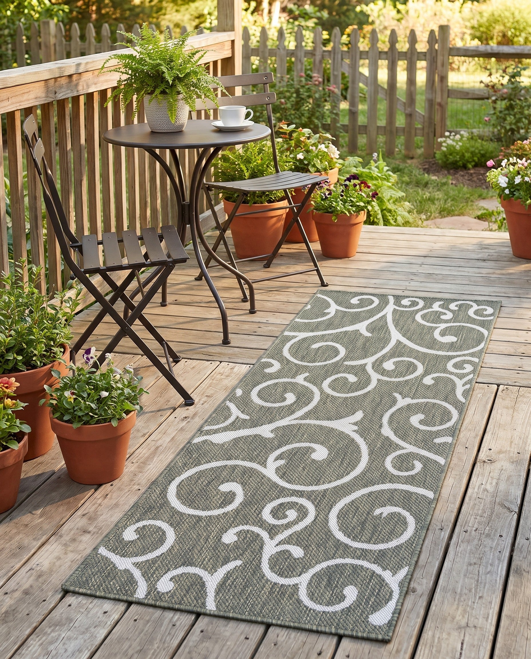 60cm x 160cm Easy-Clean Botanical Indoor / Outdoor Runner Rug