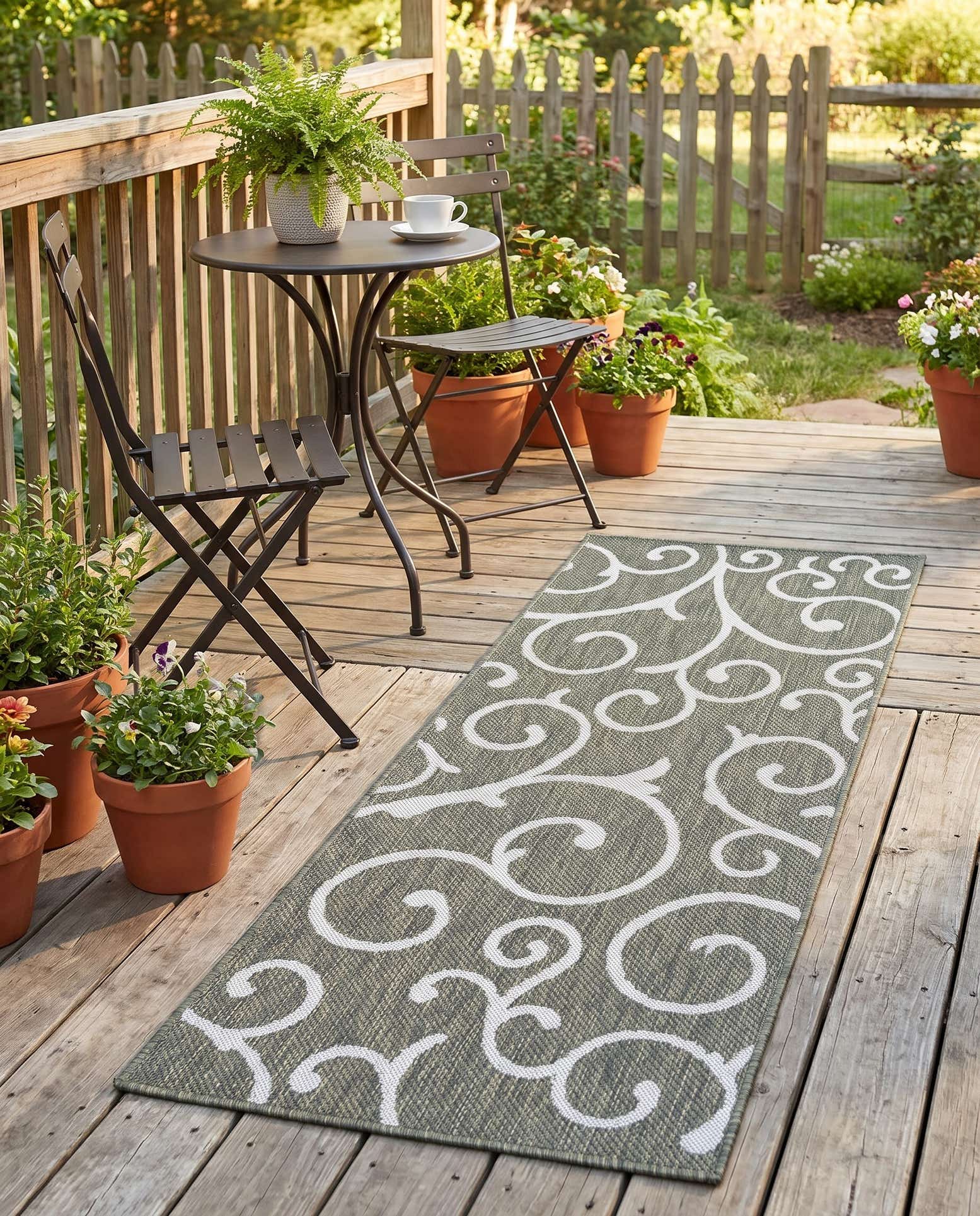 2' x 5' 3 Easy-Clean Botanical Indoor / Outdoor Runner Rug