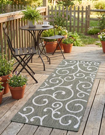 60cm x 160cm Easy-Clean Botanical Indoor / Outdoor Runner Rug