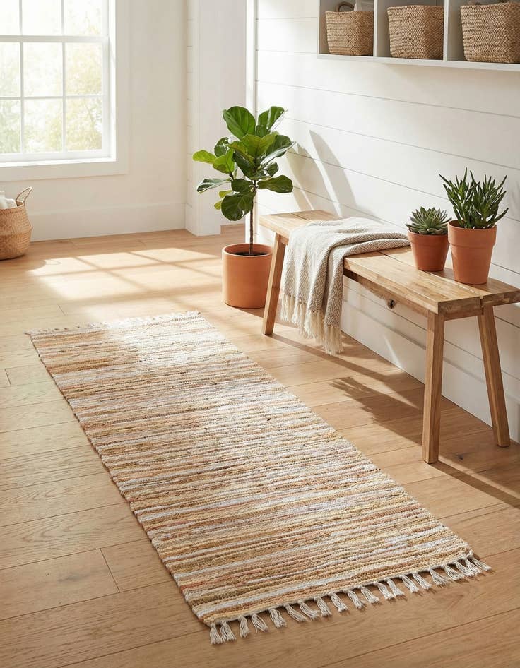 Detail image of 2' x 6' Hand Woven Chindi Cotton Runner Rug