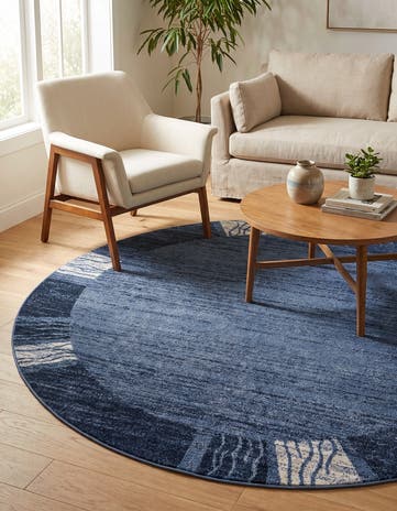 Light Blue Angelica Round Rug