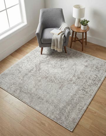 Gray Oxford Square Rug