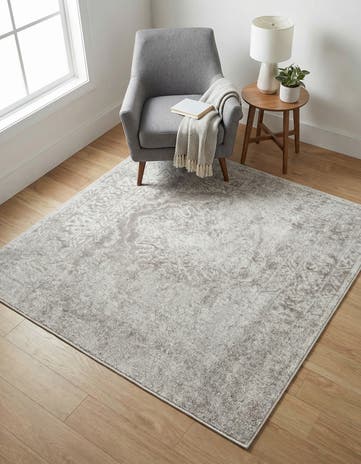 Gray Oxford Square Rug