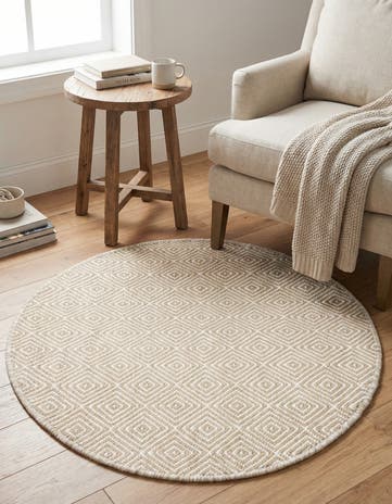 3' 1 x 3' 1 Hand Woven Geo Trellis Flatweave Round Rug