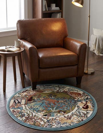 Blue Nain Design Round Rug