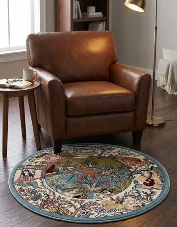Blue Nain Design Round Rug