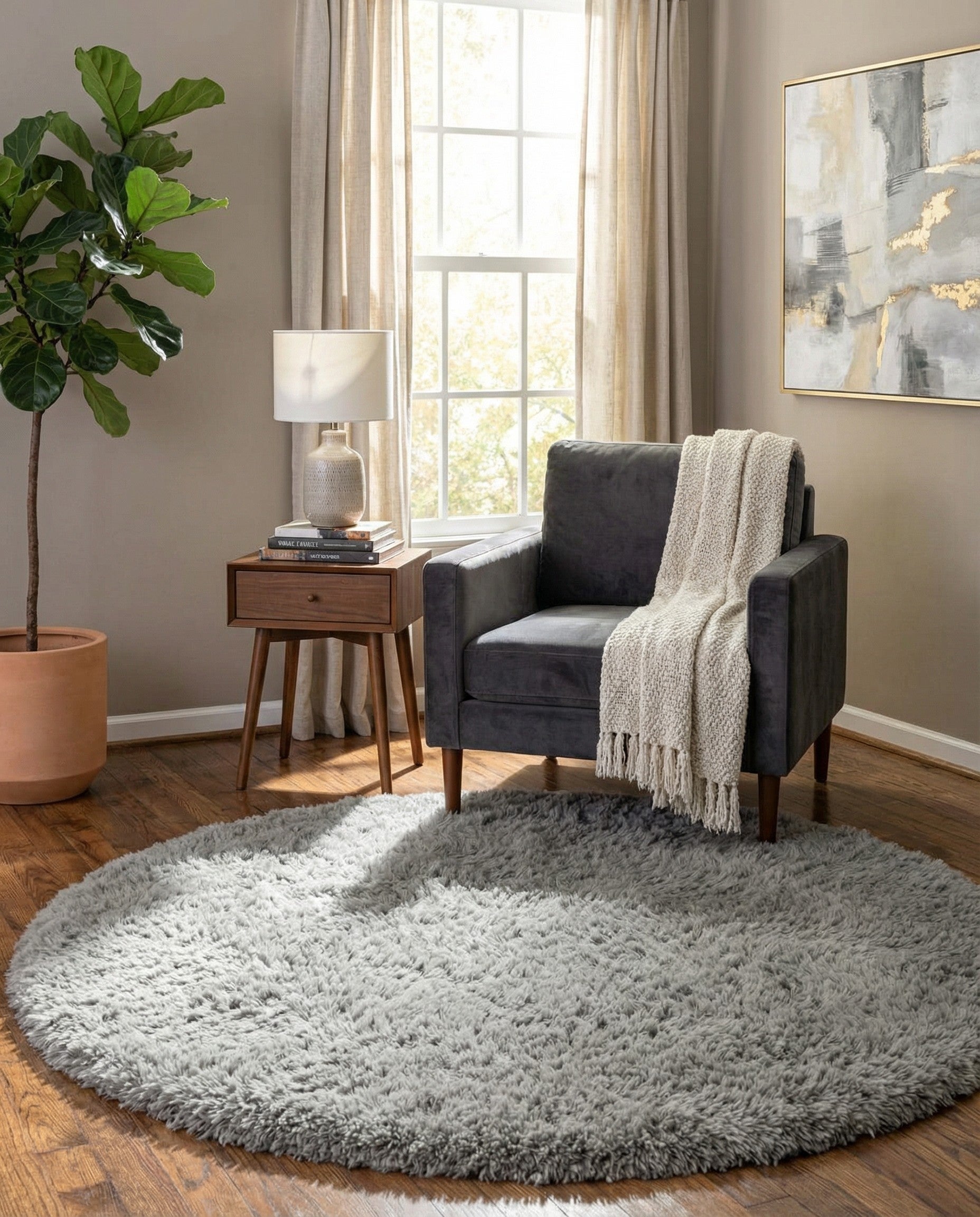 6' x 6' Infinity Shag Round Rug