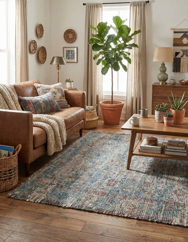 Detail image of 4' 1 x 6' 1  Hand Woven Chenille Jute Rug