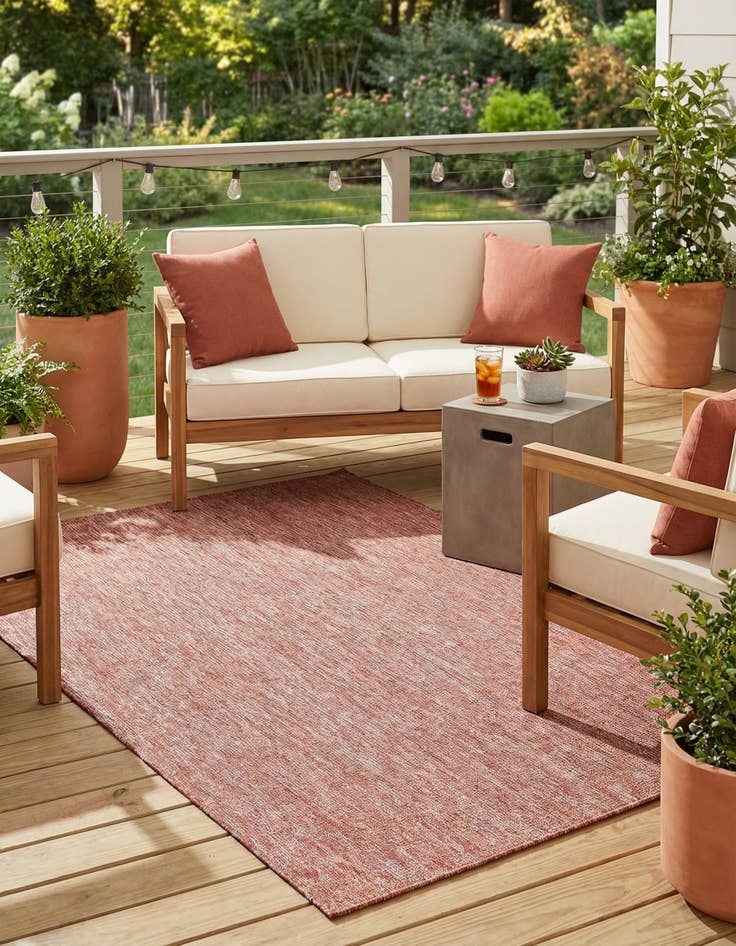 Detail image of 5' 3 x 8' Washable Solid Indoor / Outdoor Rug