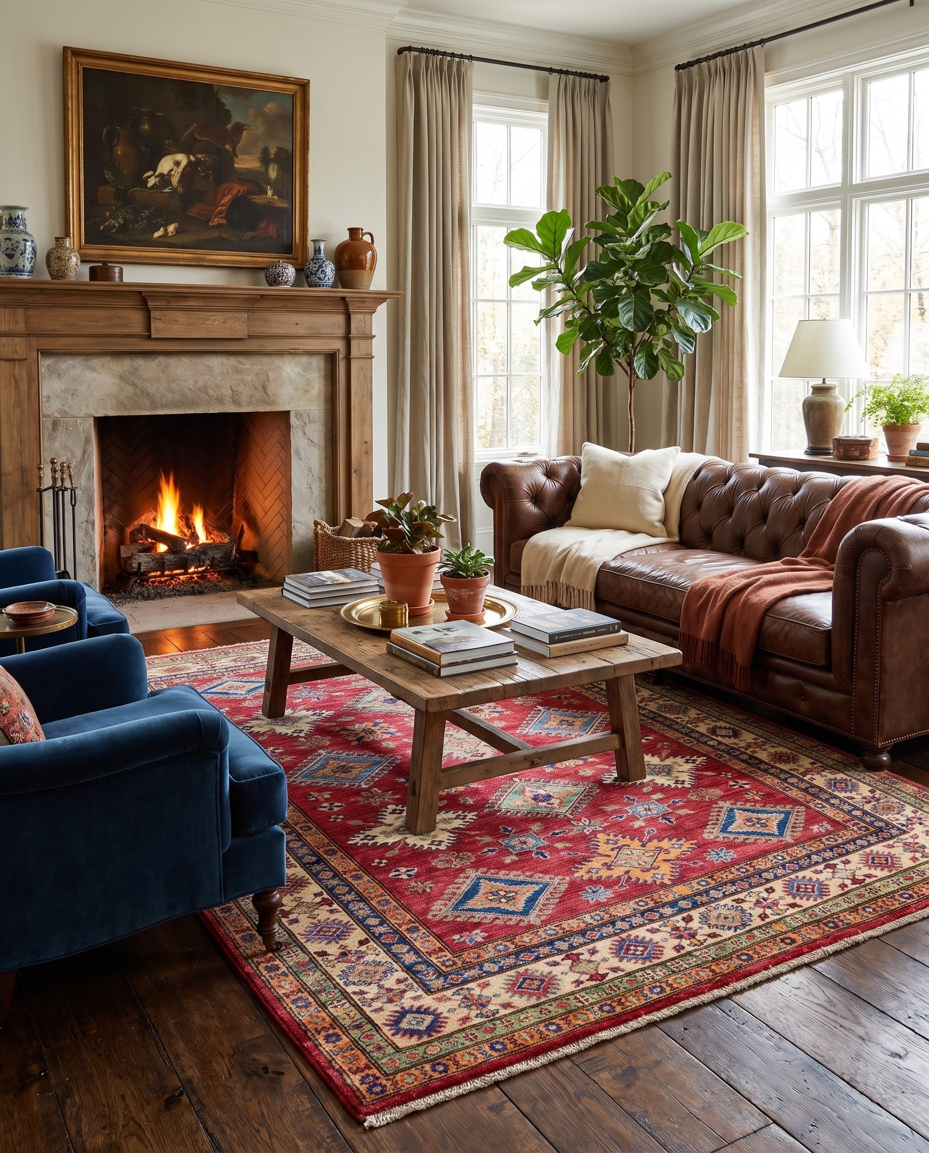 5' x 6' 4 Hand Knotted Kazak Rug