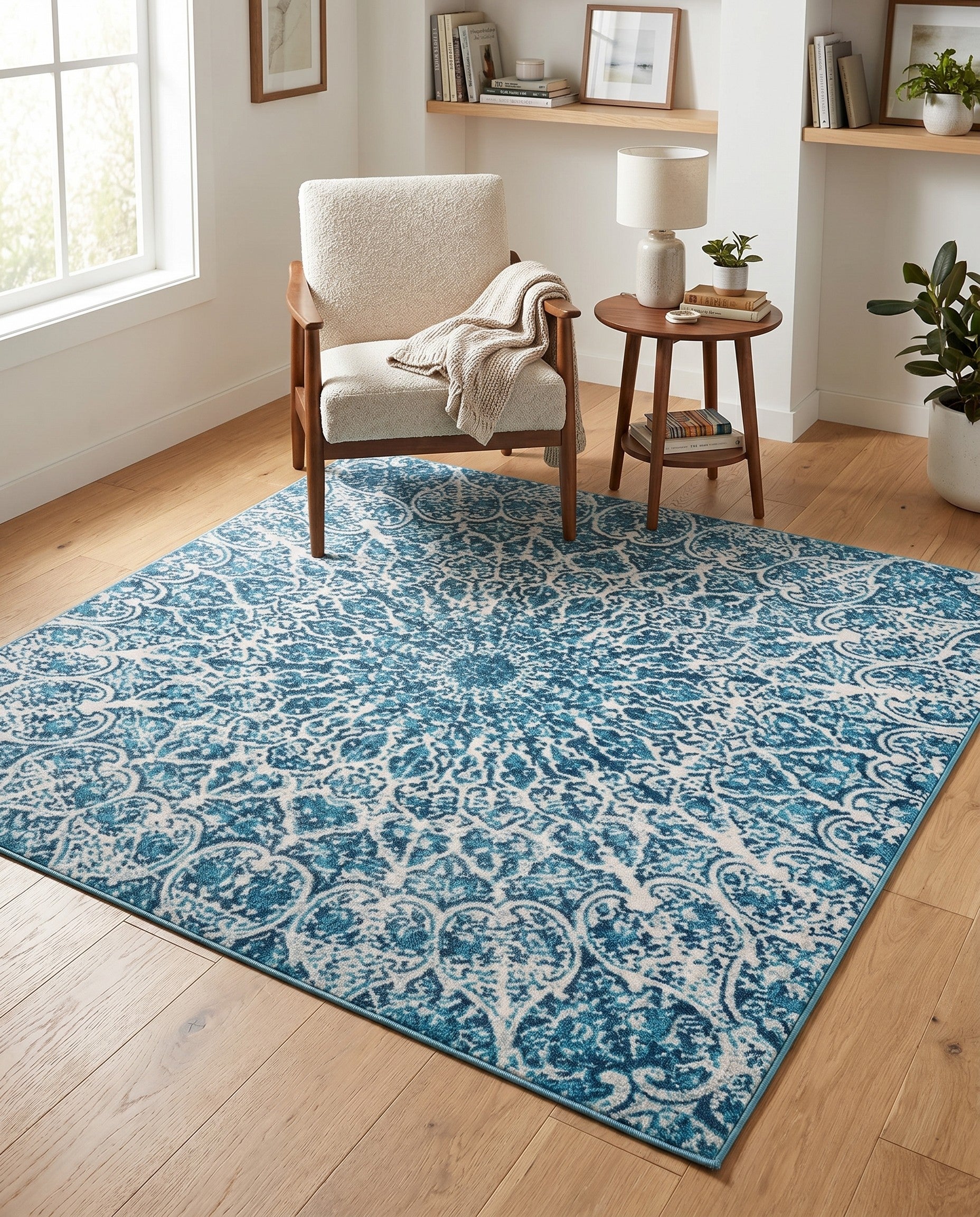 Turquoise Monte Carlo Square Rug