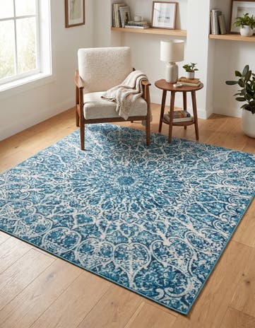 Turquoise Monte Carlo Square Rug