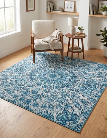 Turquoise Monte Carlo Square Rug
