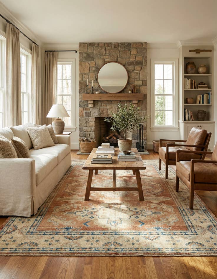 Detail image of 5' 6 x 8' 3 Hand Knotted Oushak Wool Rug