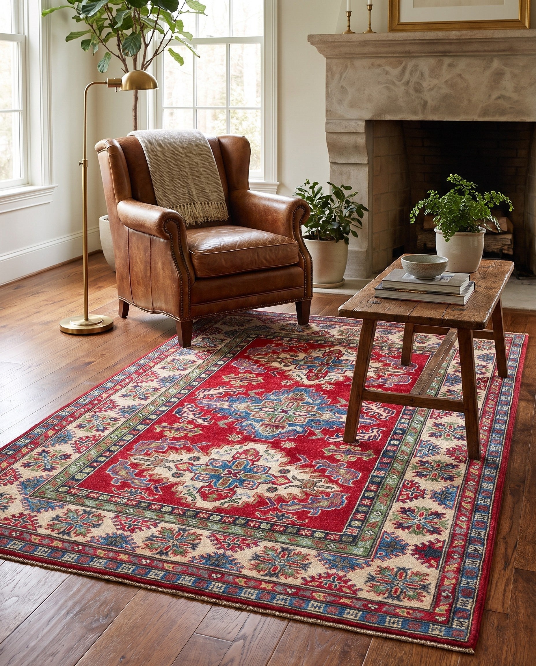 4' 10 x 7' 3 Hand Knotted Kazak Rug