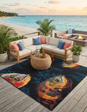 12' x 12' Easy-Clean Coastal Indoor / Outdoor Square Rug