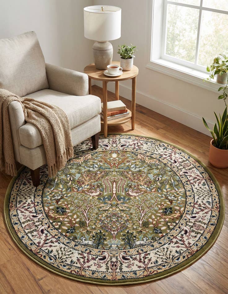Detail image of 4' x 4' Nain Design Round Rug