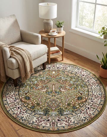 Green Nain Design Round Rug