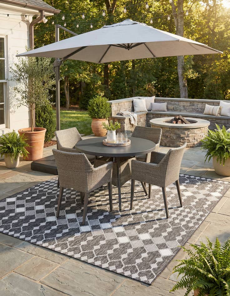 Detail image of 10' x 10'  Washable Trellis Indoor / Outdoor Square Rug