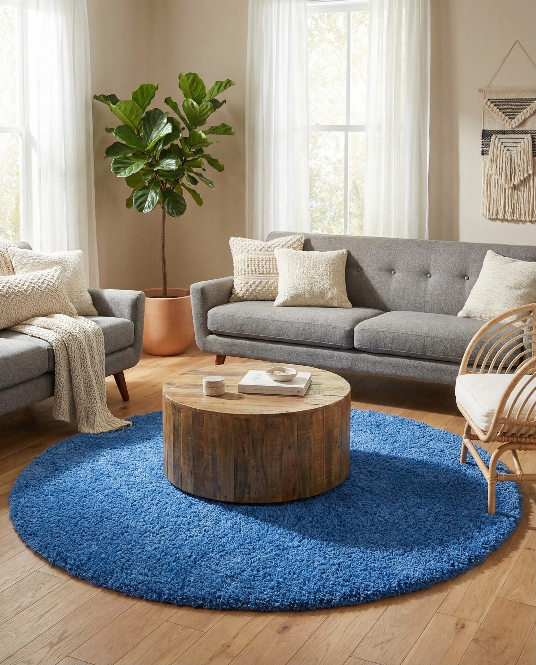 6' x 6' Solid Shag Round Rug