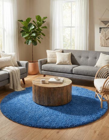 6' x 6' Solid Shag Round Rug
