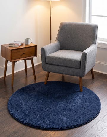 3' 3 x 3' 3 Solid Frieze Round Rug