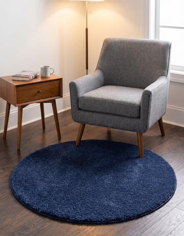 3' 3 x 3' 3 Solid Frieze Round Rug
