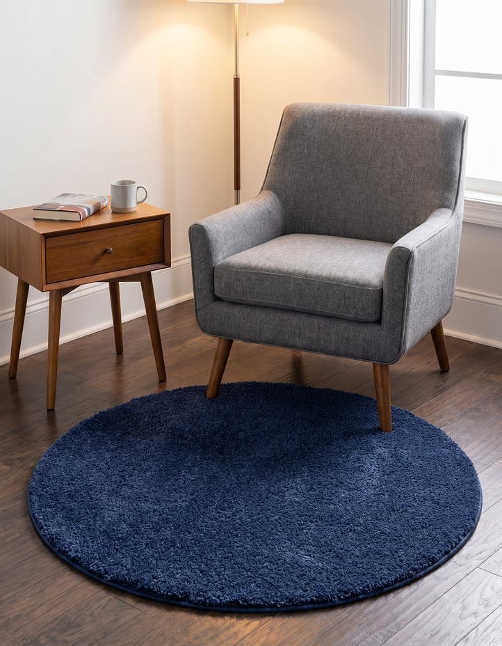 3' 3 x 3' 3 Solid Frieze Round Rug