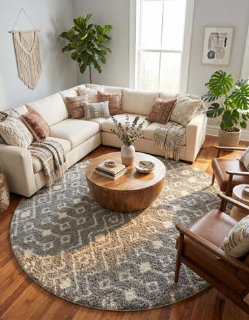 10' x 10' Moroccan Trellis Shag Round Rug