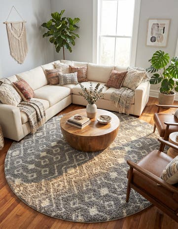 10' x 10' Moroccan Trellis Shag Round Rug