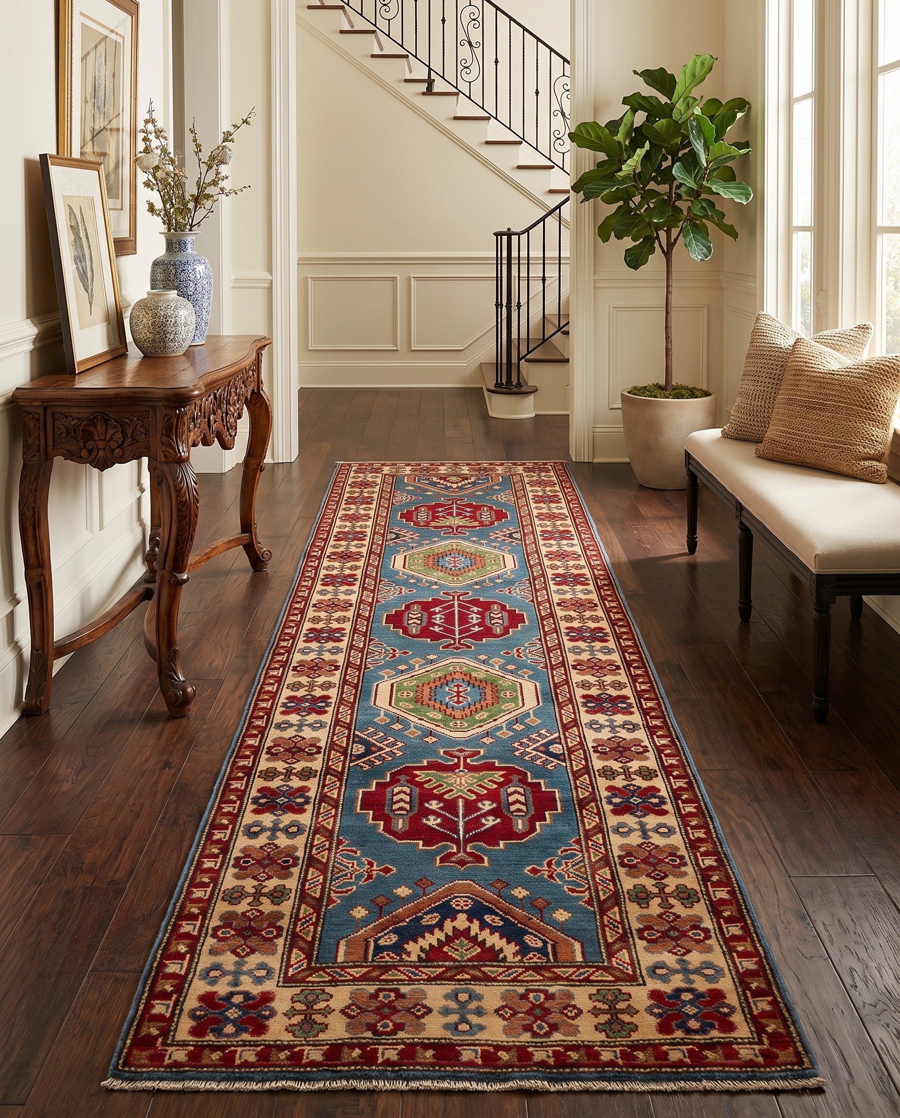 2' 10 x 9' 9 Hand Knotted Kazak Runner Rug