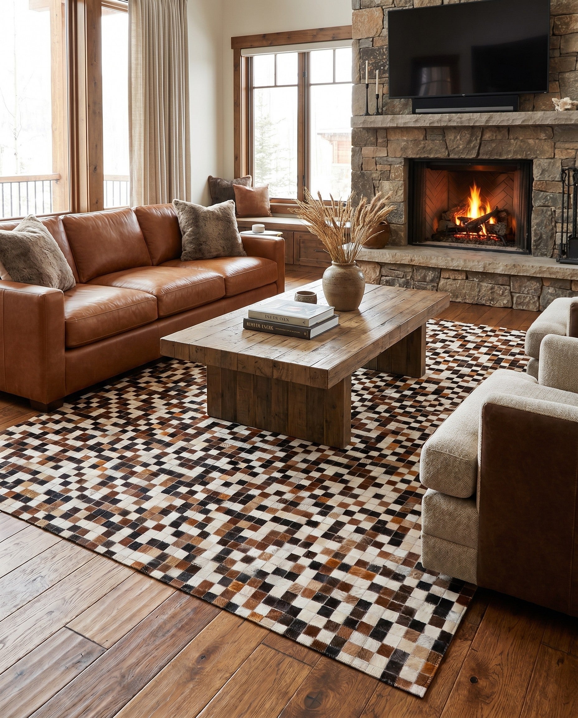 5' 6 x 7' 8 Cowhide Stocks Rug