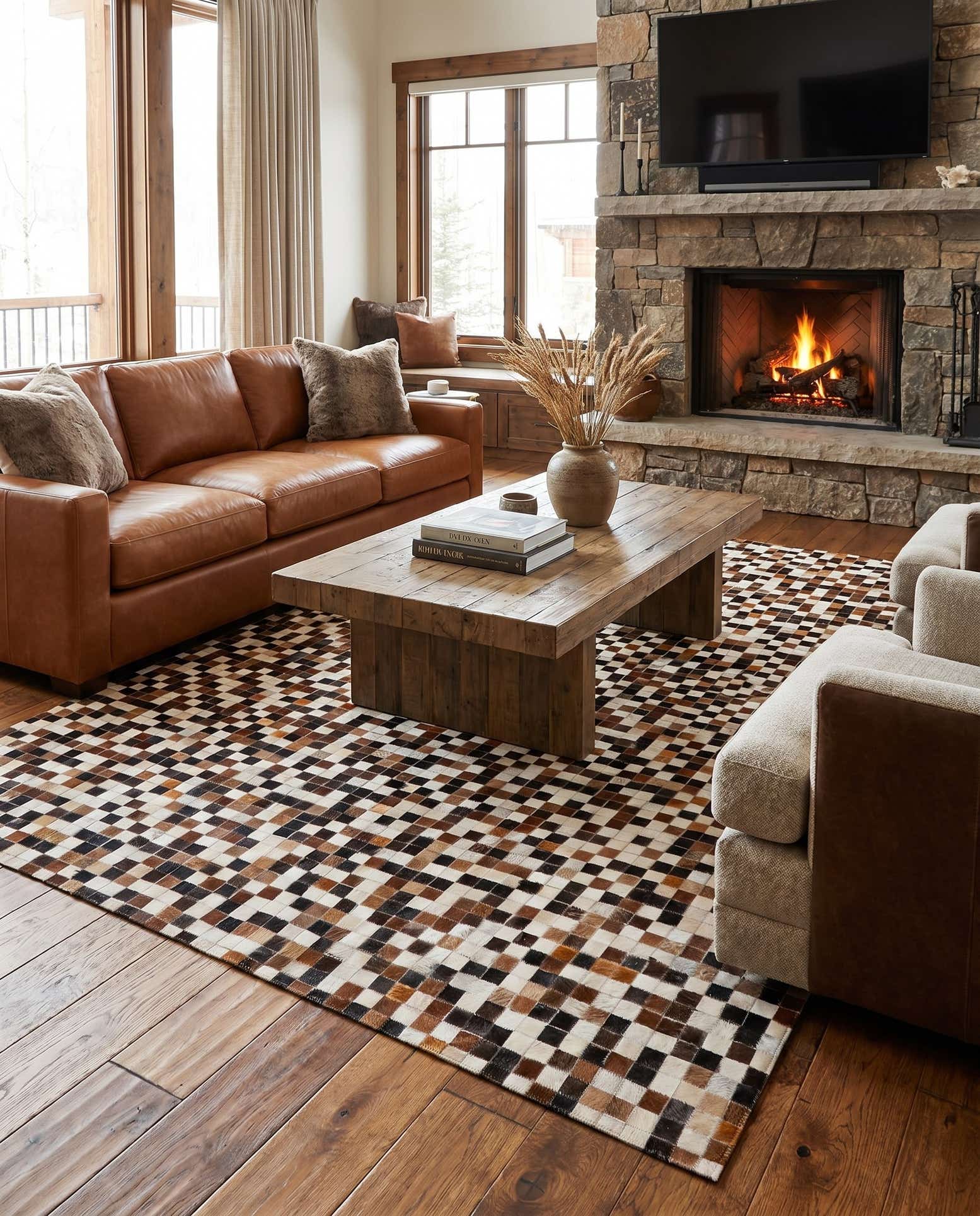 5' 6 x 7' 8 Cowhide Stocks Rug